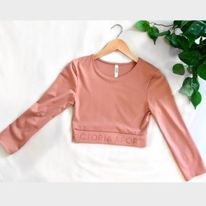 Victoria's Secret Sport Logo Long Sleeve Crop Top